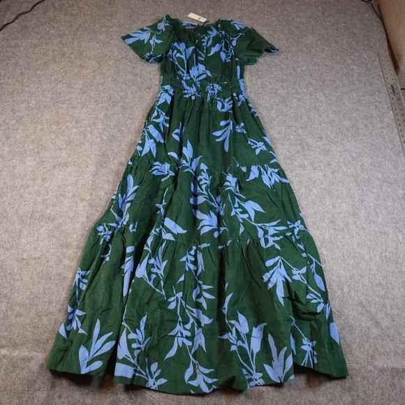 Anthropologie Dress Womens XS NWT Somerset Maxi Corduroy Edition Floral  Green